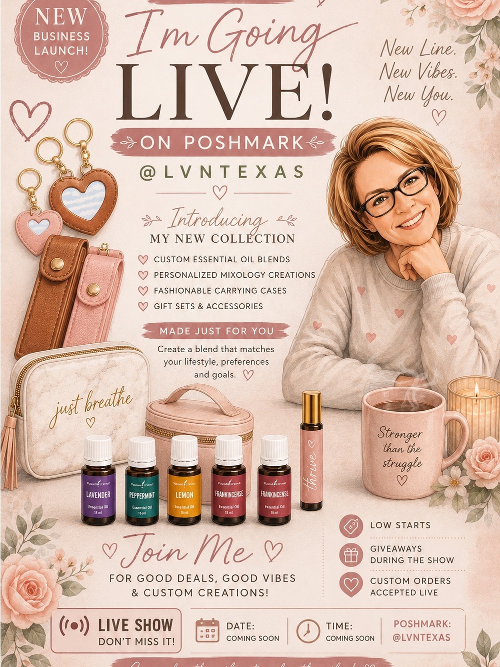 Live on Poshmark Launch Promo Poster - Pink & Cream